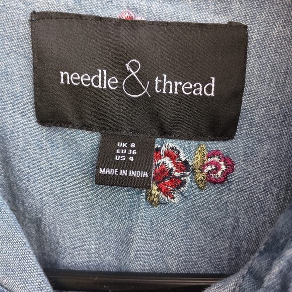 Needle & Thread Embroidered Denim Jacket with Floral Design_4 - Picture 3 of 11